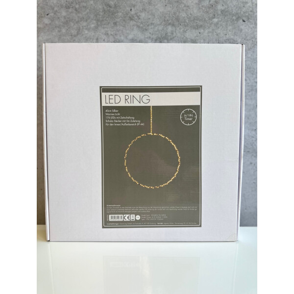 176 LED Ring 40cm, silver/transparent wire