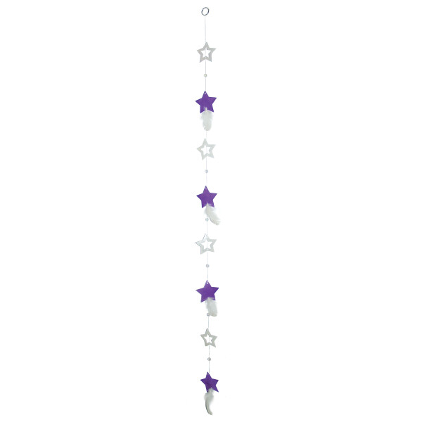 Muschelkette Sterne lila mit Federn