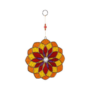 Suncatcher "Mandala" rot-gelb-orange, 14 cm