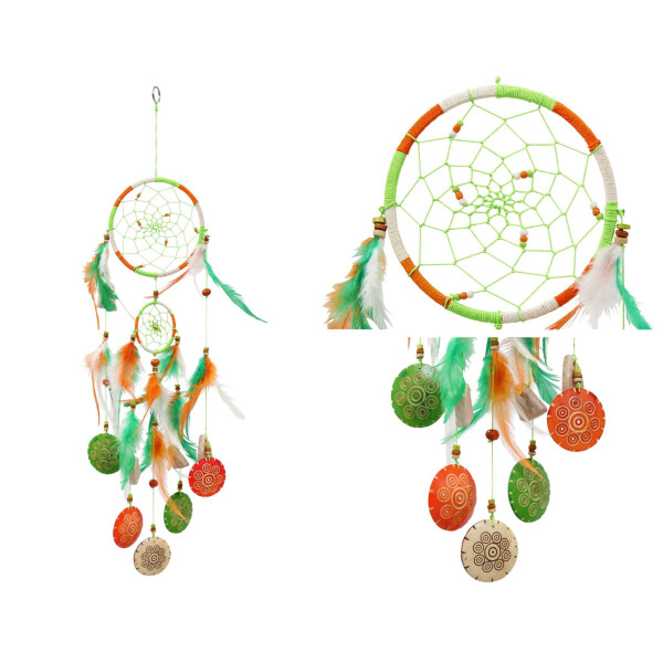 Dreamcatcher Kokos grün-orange 12 cm