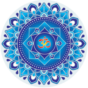 Fenstermandala groß "Blue Om Mandala"