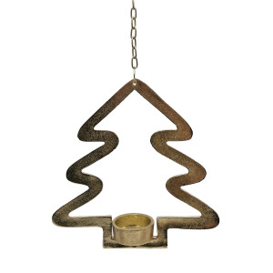 Teelichthalter-Hänger Baum, Metall, gold - 20cm