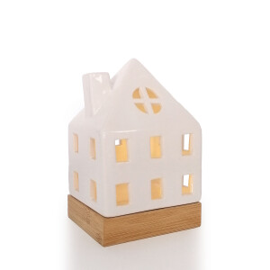 Teelicht Haus weiß-gänzend, 17,7 cm