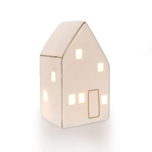 LED-Haus mit Goldrand weiß-glänzend, 13,5 cm...