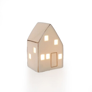 LED-Haus mit Goldrand weiß-glänzend, 9,5 cm...