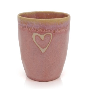 Stoneware Becher "Herz" rosa