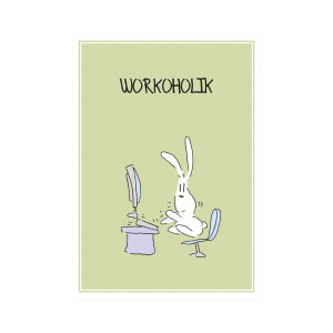 Postkarte Hase Hoch "Workoholik"