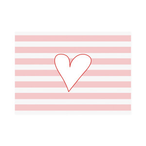 Postkarte Quer "Streifen Herz" rosa
