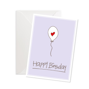 Doppelkarte Hoch "Happy Birthday" Ballon