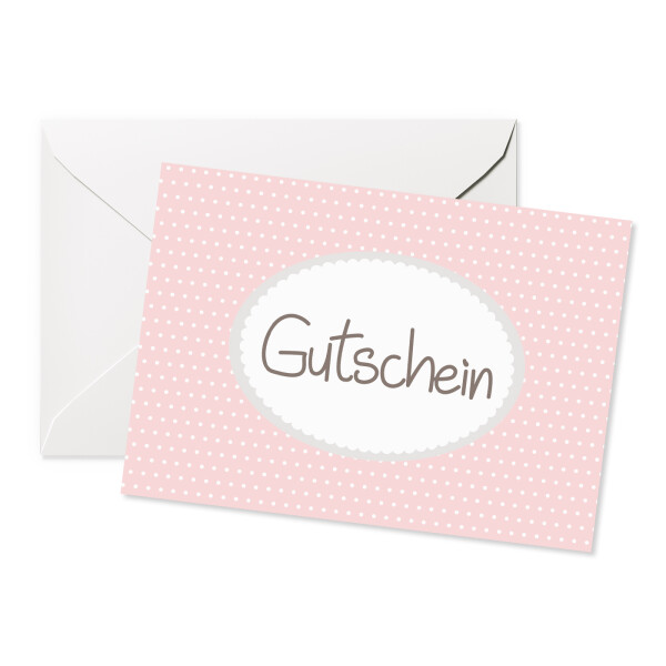 Doppelkarte Quer "Gutschein" rosa