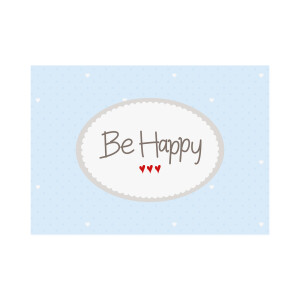 Postkarte Quer "Be Happy" blau