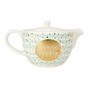 Teekanne,Tasse mit Golddruck "choose happy"