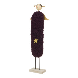 Engel-Figur stehend mit Wollkleid 42 cm,  berry