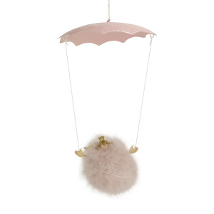 Engel Felicitas hängend mit Schirm 26 cm rosa/gold